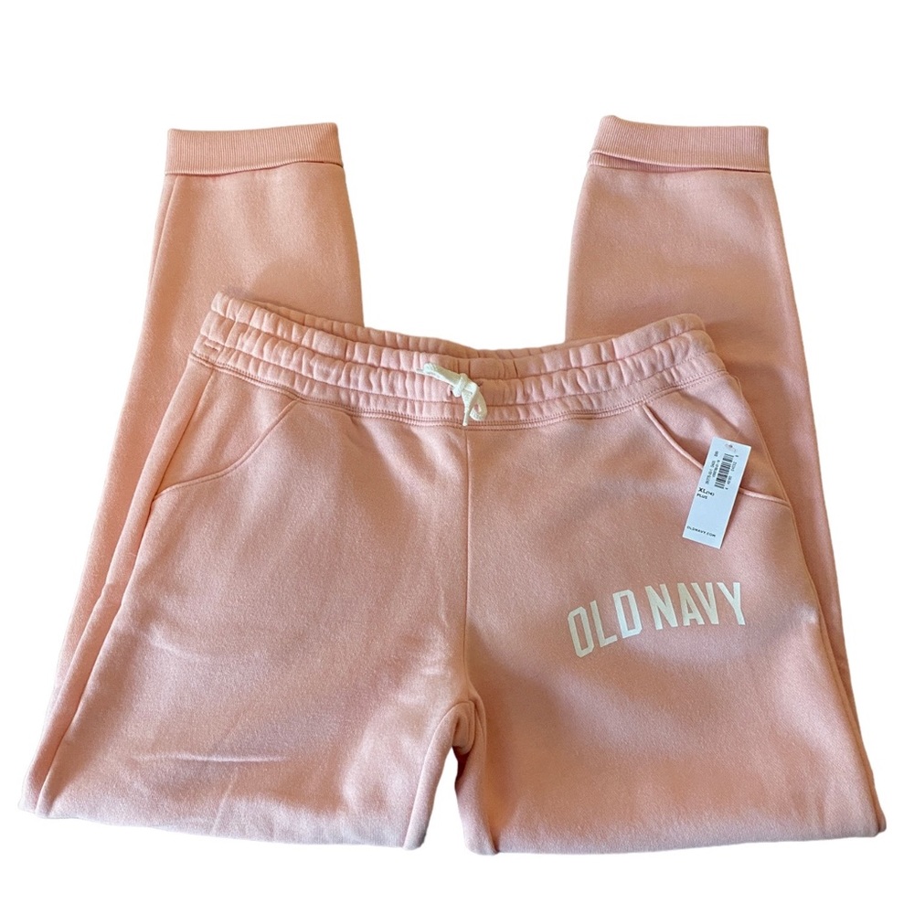Old Navy Girls Fleece Joggers 14 XL PLUS Sweatpants PINK Logo
